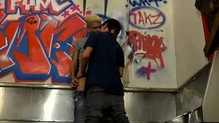 Boy blowing two other boys gay ending up facialed in both