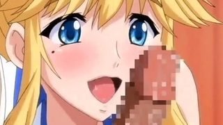 Brunette cums to hentai