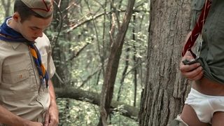 First time painful anal for smooth hot Twink scout in wood