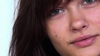 Glamour brunette darling craves for fang and gets it