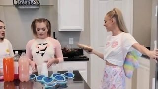 Sharing big Asian dick in a foursome in pajamas